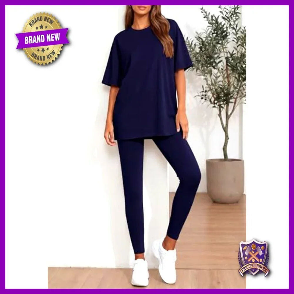 Oversized Tunic and Leggings Lounge Set - Soft Stretchy Fabric - Loose Fit